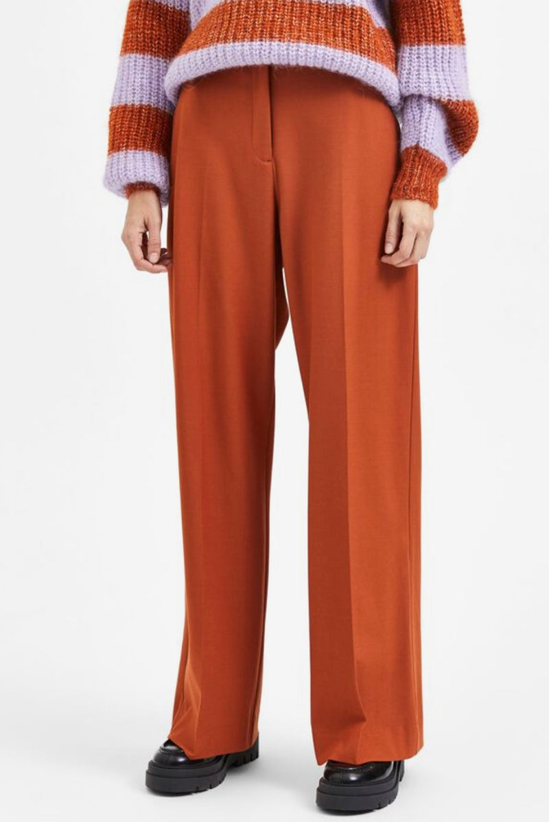 Selected Femme Feliana High Waisted Wide Pant in Cinnamon Stick