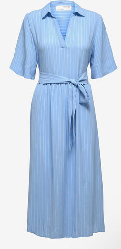 Selected Femme MIDI Dress in Blue Bell Stripe