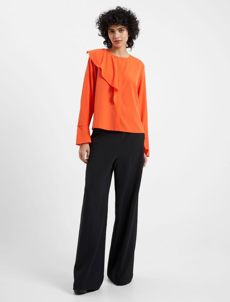 French Connection Crepe Light Recycled Asymmetric Frill Shirt
