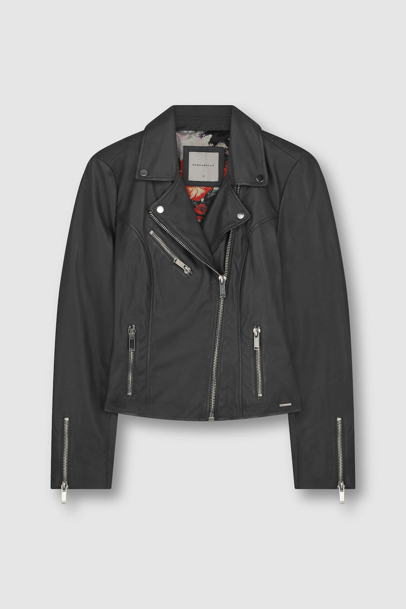 Rino & Pelle Ghost Biker Leather Jacket in Midnight