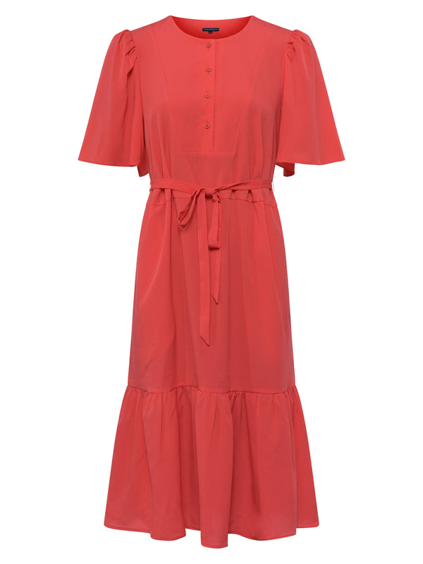 French Connection Courtney Crepe Tiered Dress in Hibiscus