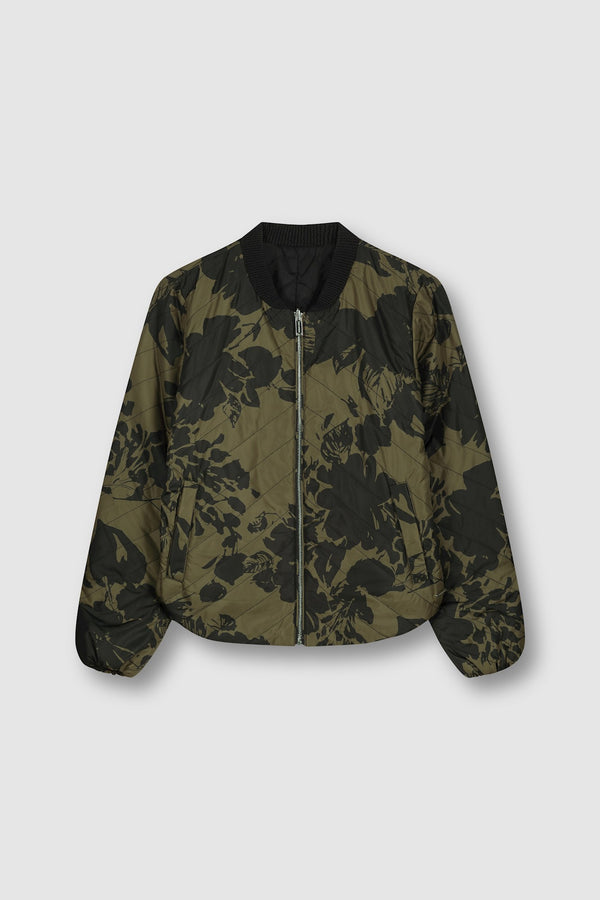 Rino & Pelle Halee Padded Reversible Jacket in Dark Olive Bloom