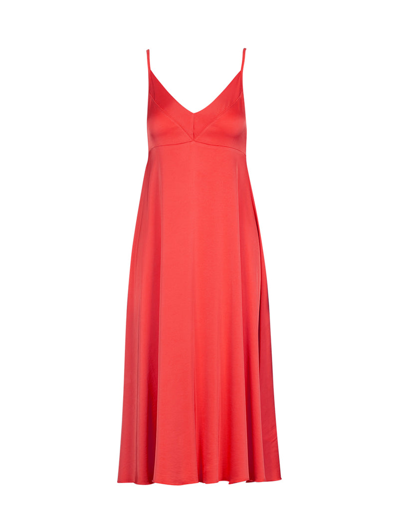 Anonyme Satin Dight Long Dress in Red