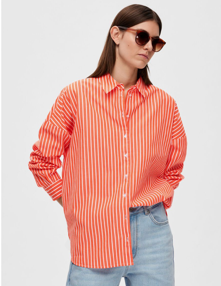 Selected Femme  Sanni Striped Shirt in Orangeade