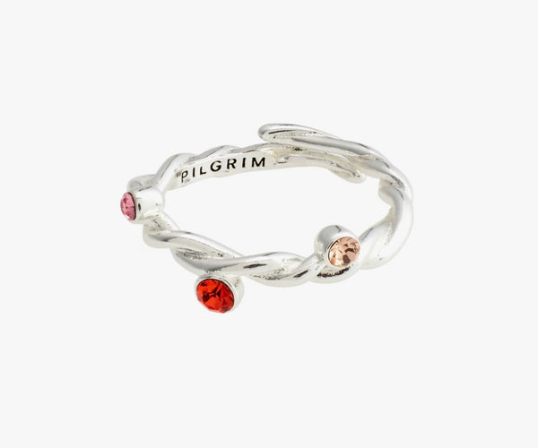 Pilgrim Pause Recycled Crystal Ring Rose/Silver-plated 142316704