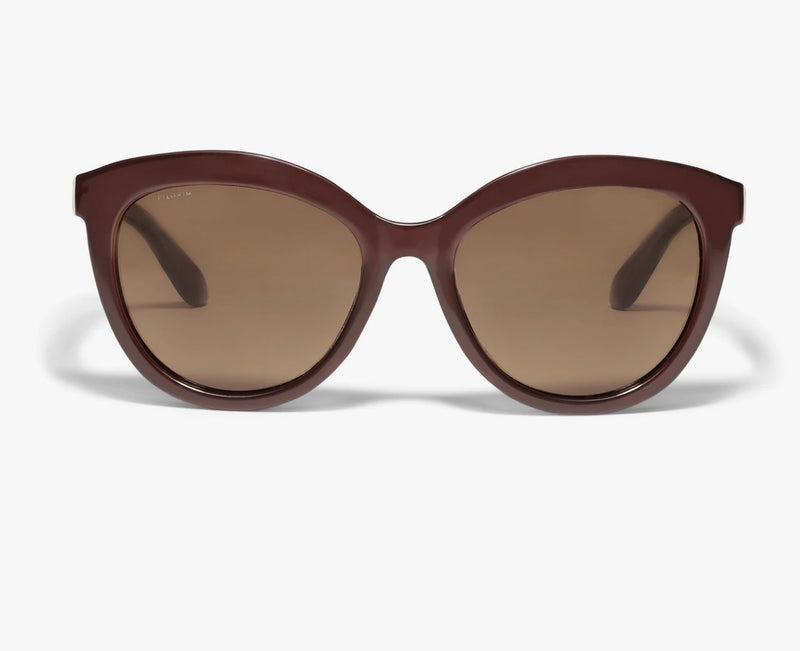 Pilgrim Marlene recycled cat-eye sunglasses brown