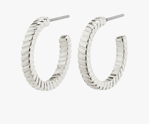 Pilgrim Ecstatic Square Snake Chain Hoop Earrings Silver-plated