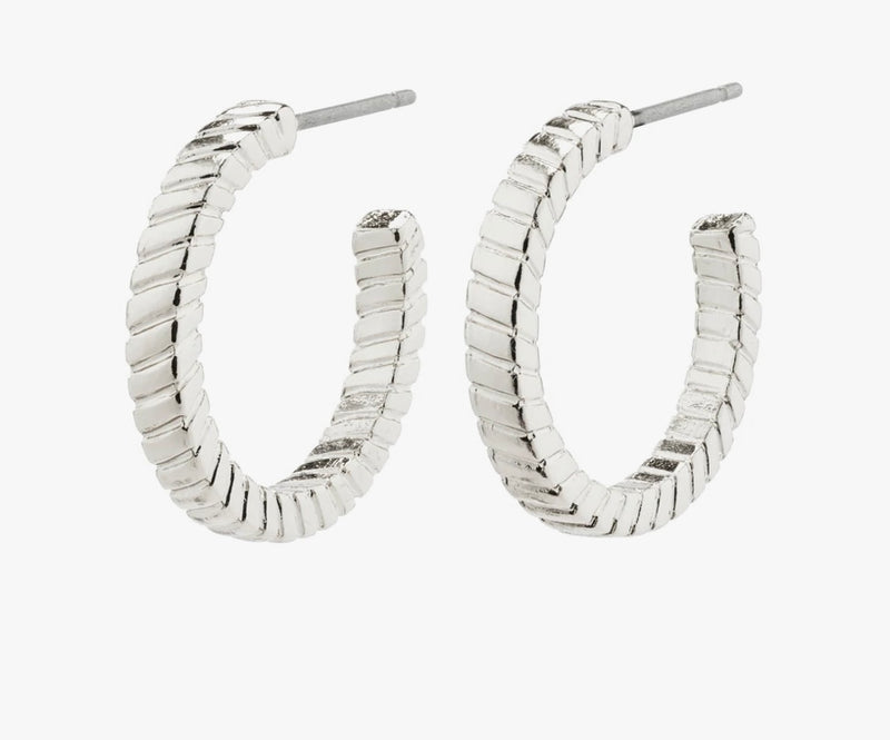 Pilgrim Ecstatic Square Snake Chain Hoop Earrings Silver-plated
