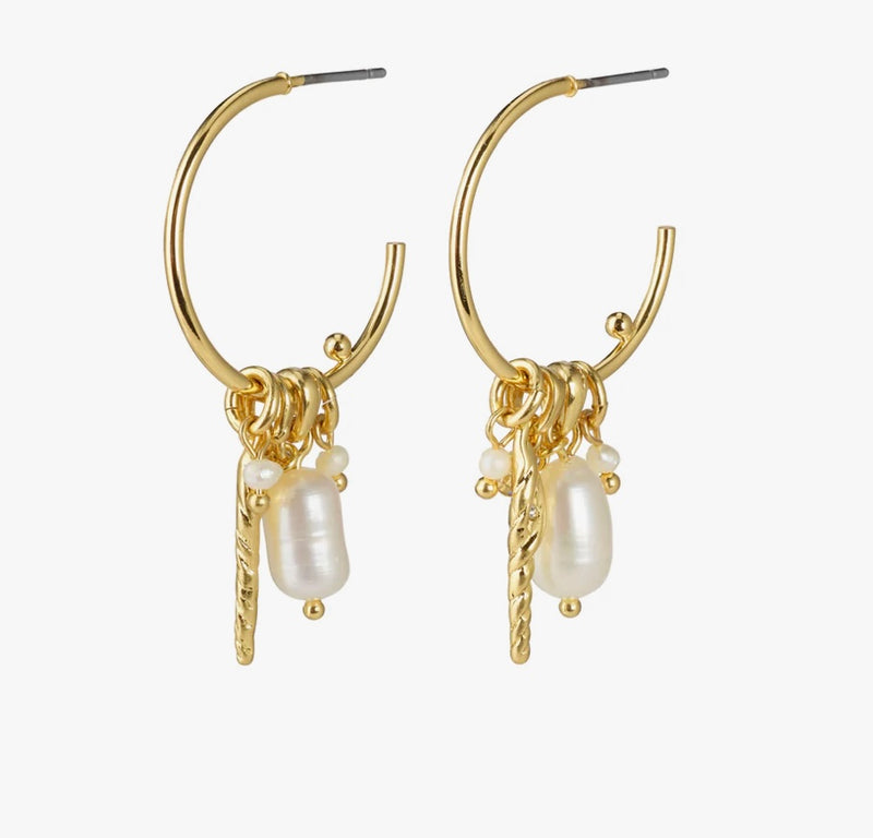 Pilgrim Morgan Deco Hoop Earrings Gold-plated