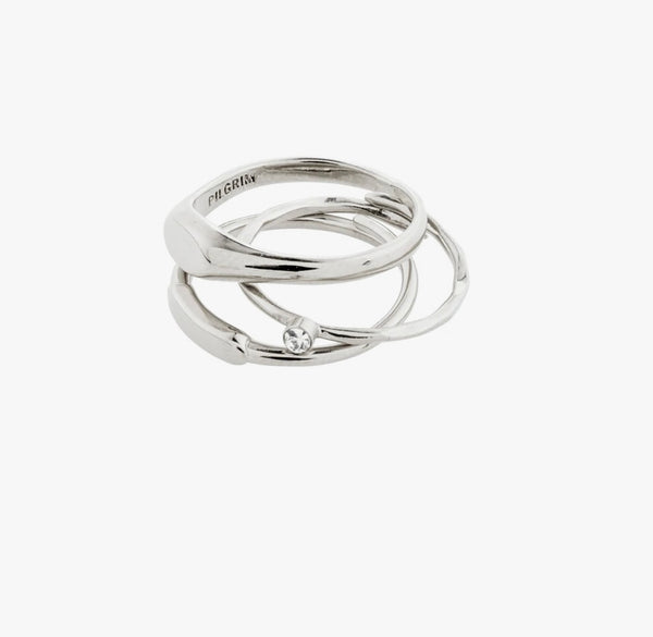 Pilgrim Ecstatic Stackable Rings 3-in-1 Set Silver-plated
